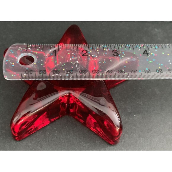 Set of 2 Red Glass Star Candle Holders – Tealight Votive Holiday Decor - Picture 4 of 4